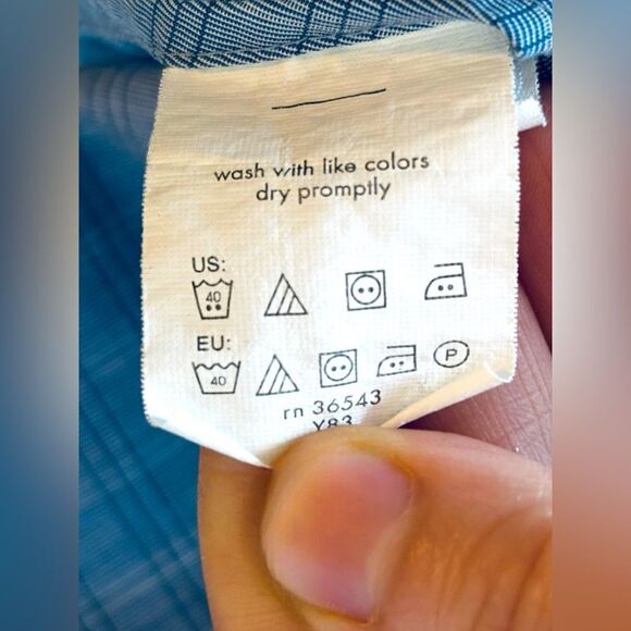 Calvin Klein Men’s Large Steel+ Slim Fit Stretch Blue Stripe Shirt • Button Up - Picture 8 of 8